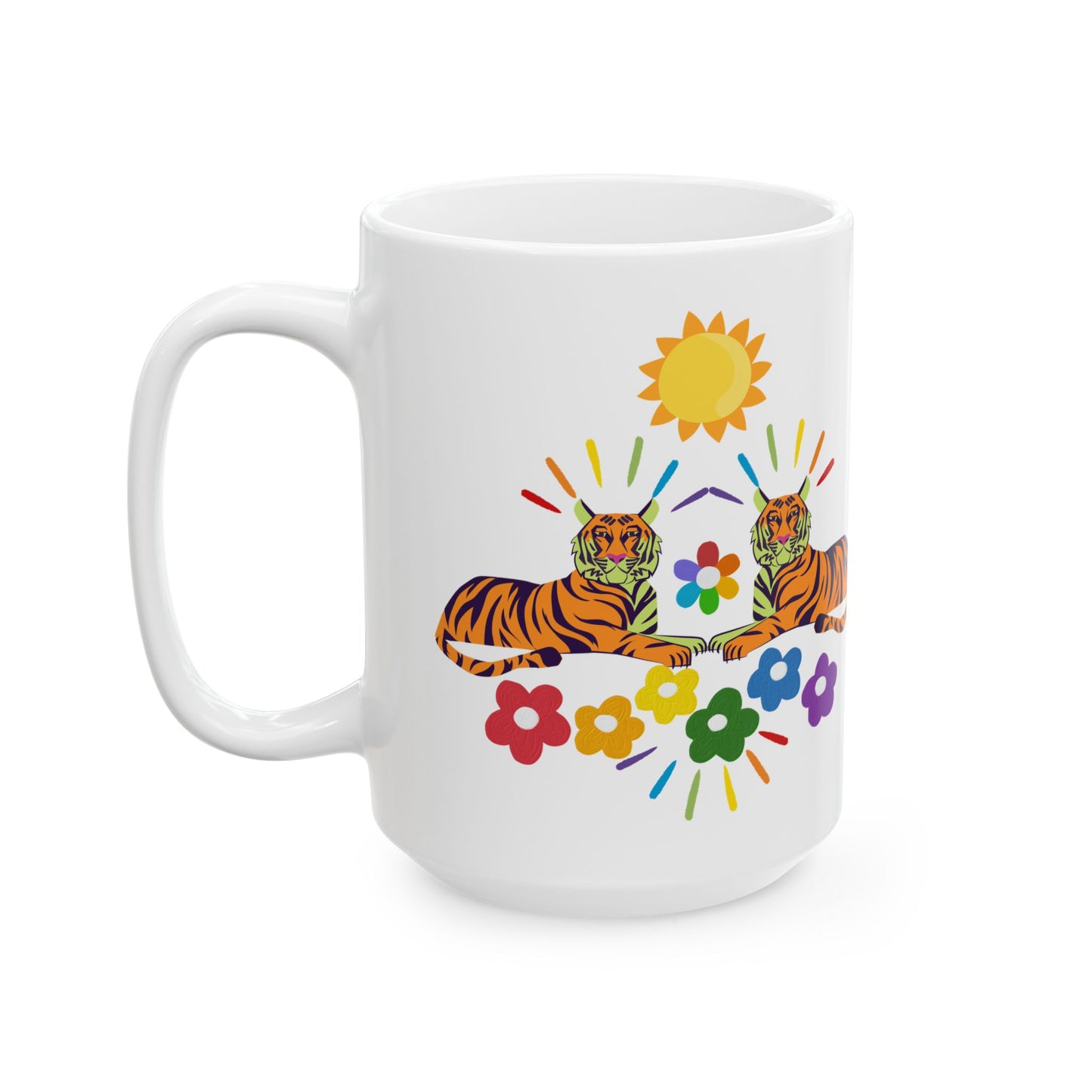 Tiger Flower Ceramic Mug, (11oz, 15oz)