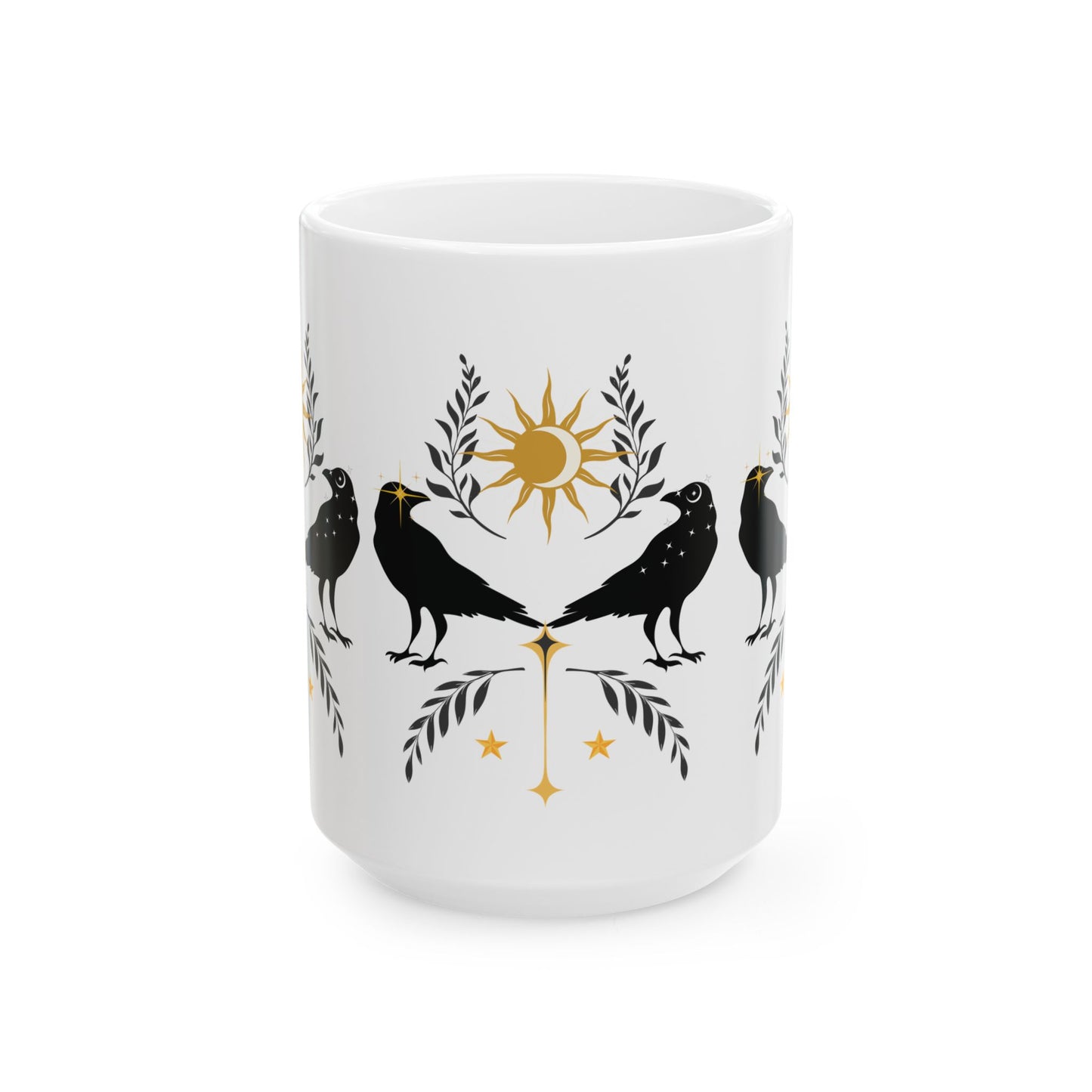 Sun Moon Raven Ceramic Mug, (11oz, 15oz)
