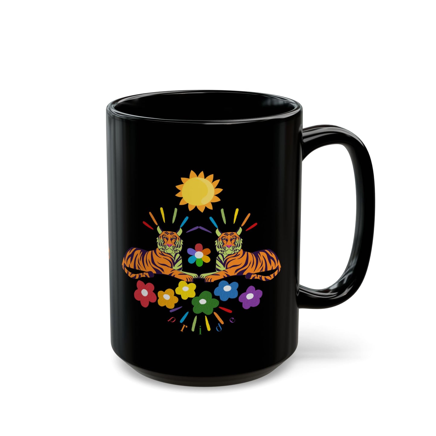 Tiger Flower Black Mug (11oz, 15oz)