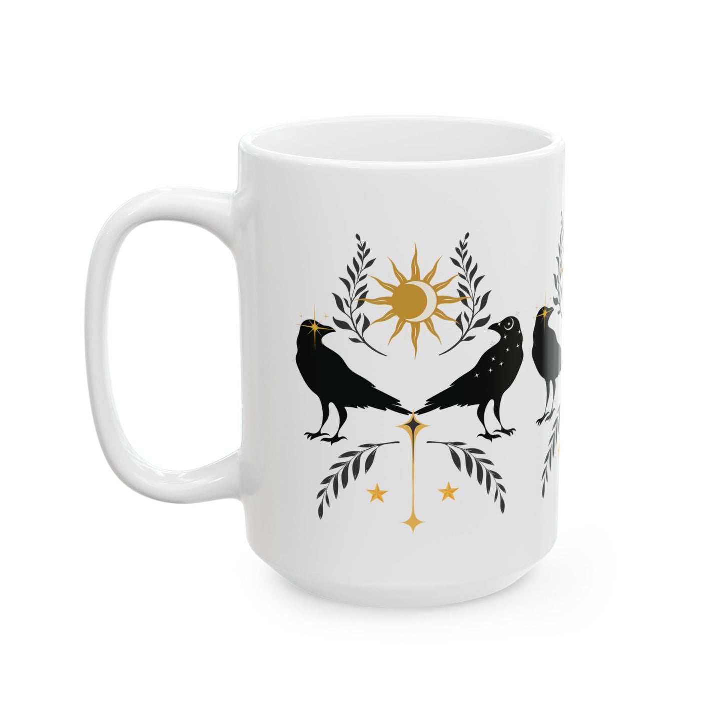 Sun Moon Raven Ceramic Mug, (11oz, 15oz)