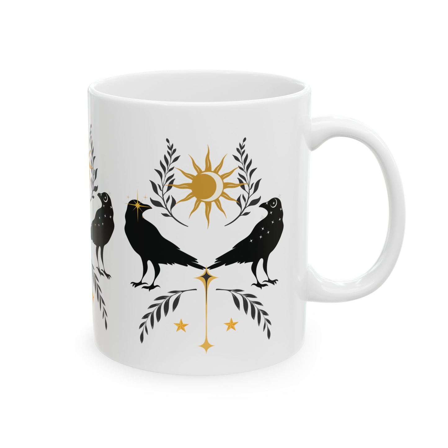Sun Moon Raven Ceramic Mug, (11oz, 15oz)