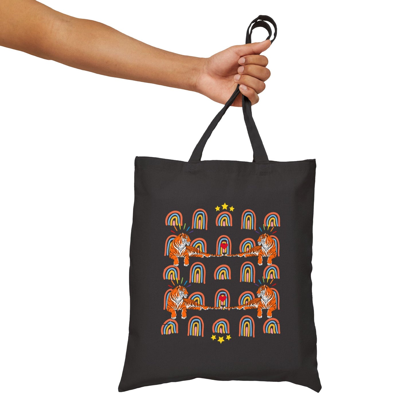 Rainbow Tigers Cotton Canvas Tote Bag