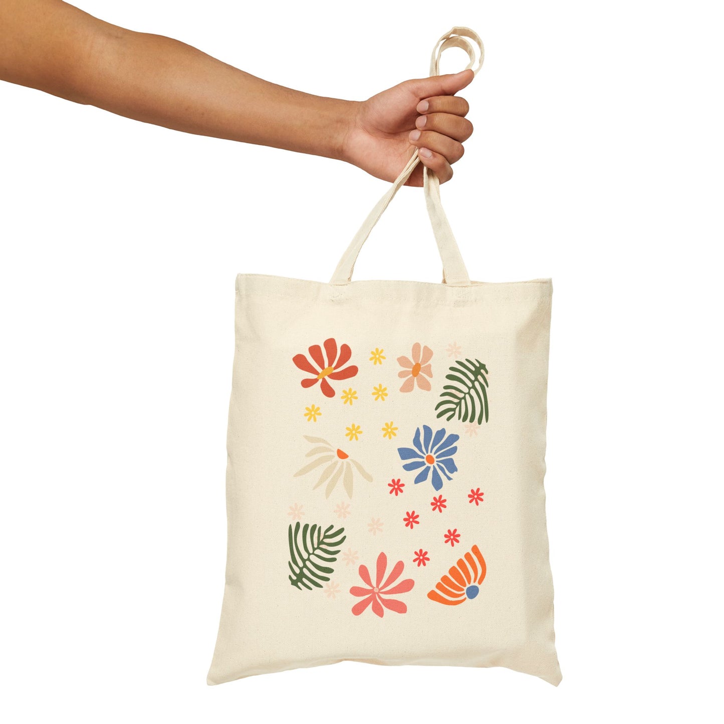Abstract Flowers Cotton Canvas Tote Bag