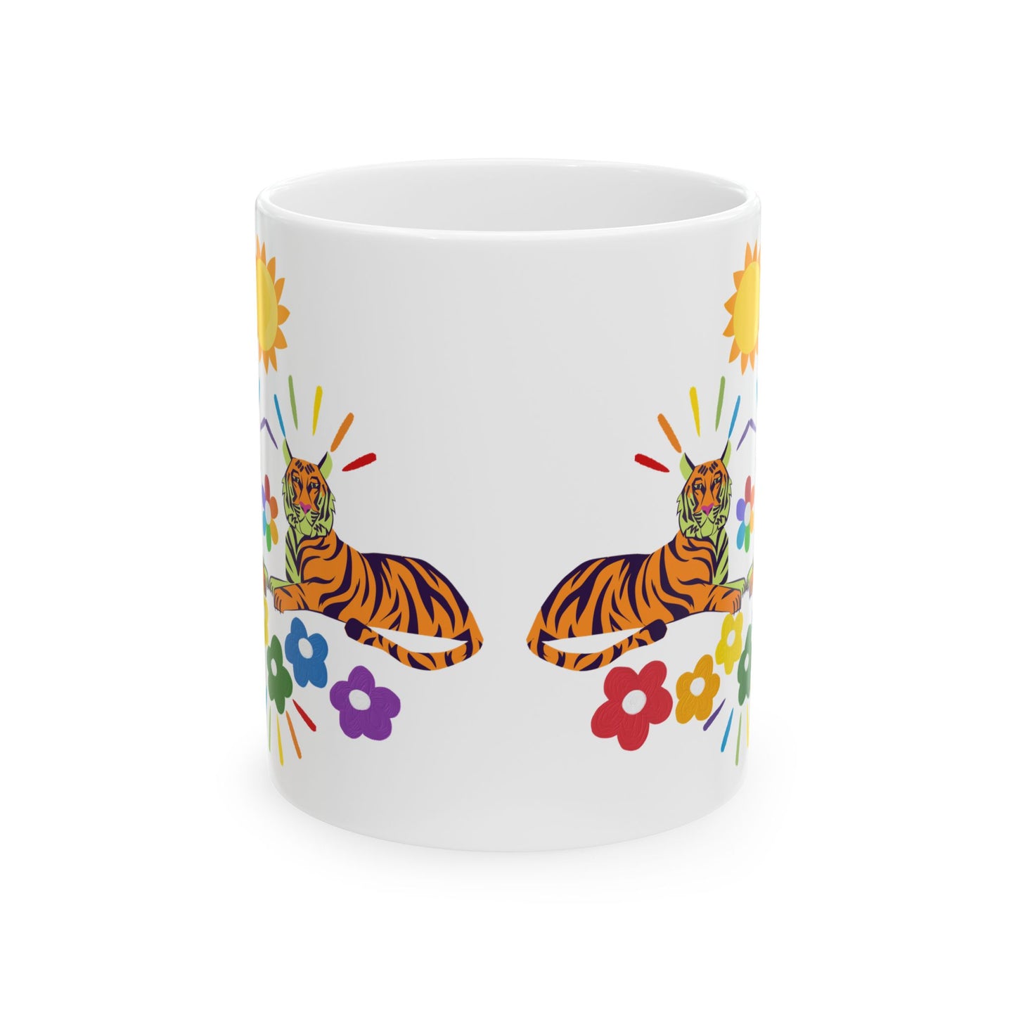 Tiger Flower Ceramic Mug, (11oz, 15oz)