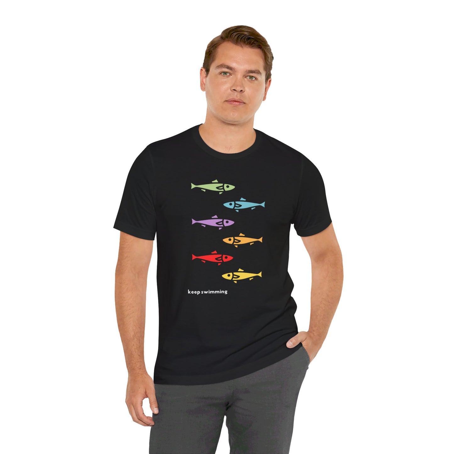 Keep Swimming Rainbow Unisex Jersey Short Sleeve Tee