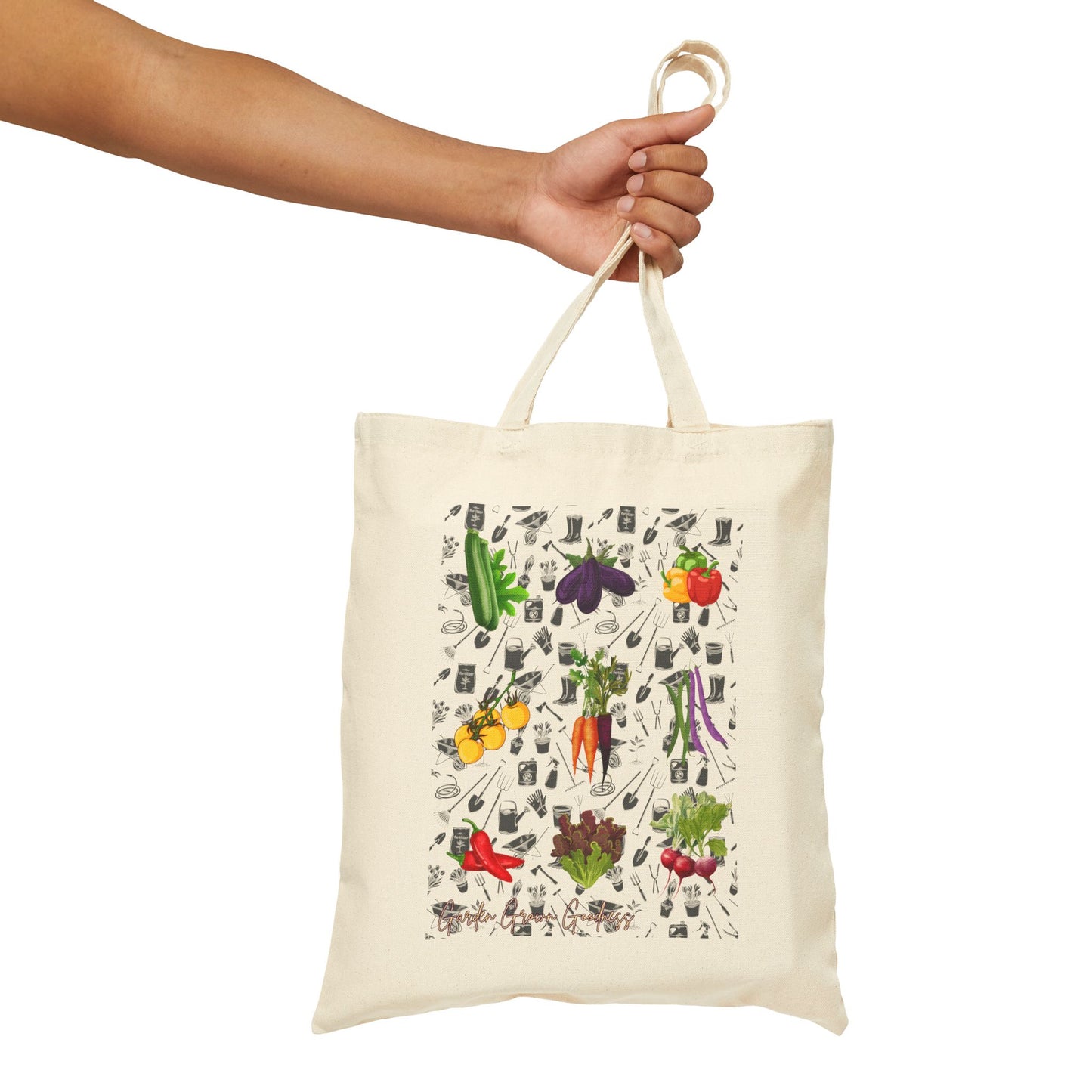 Garden Grown Neutral Cotton Canvas Tote Bag