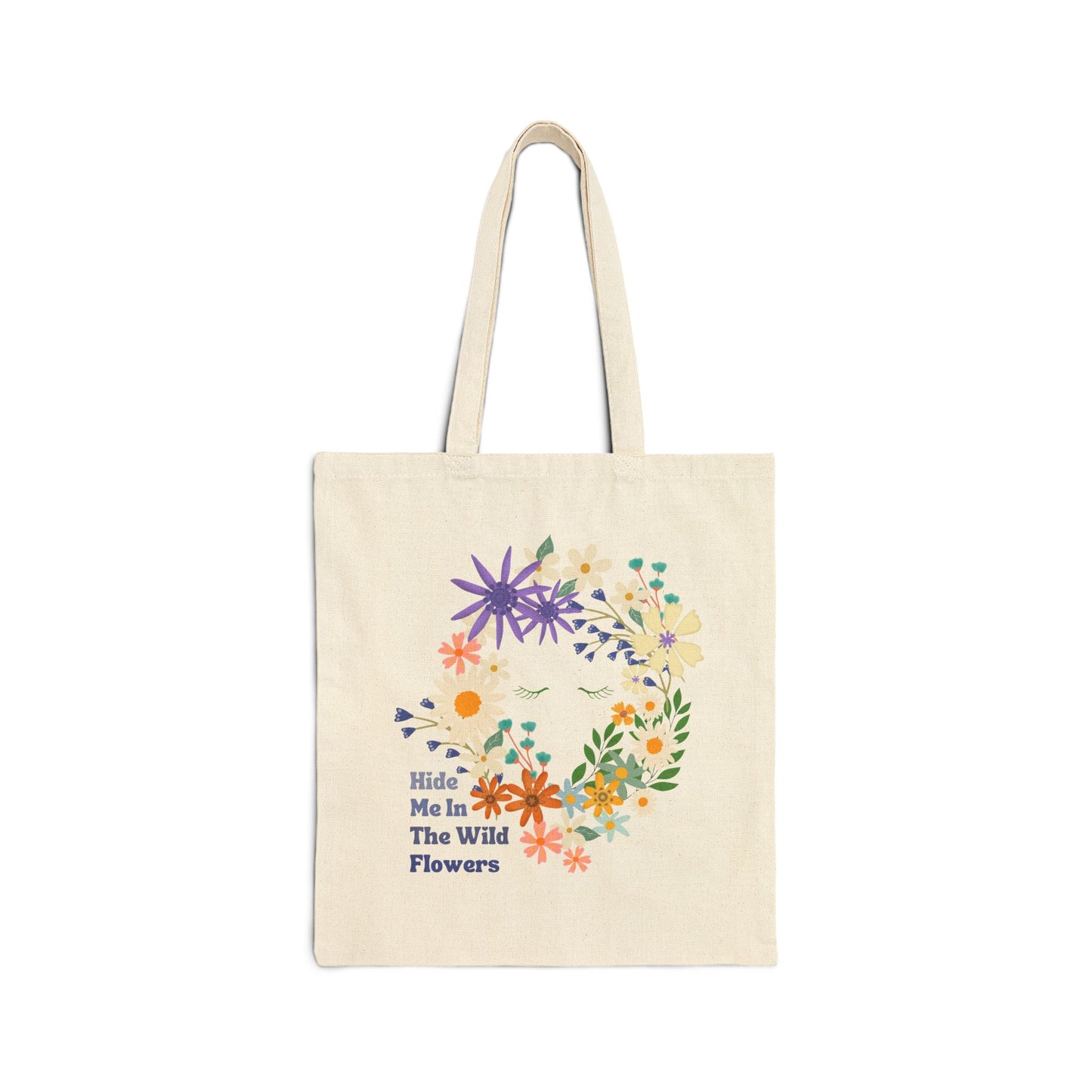 Wild Flowers Neutral Cotton Canvas Tote Bag