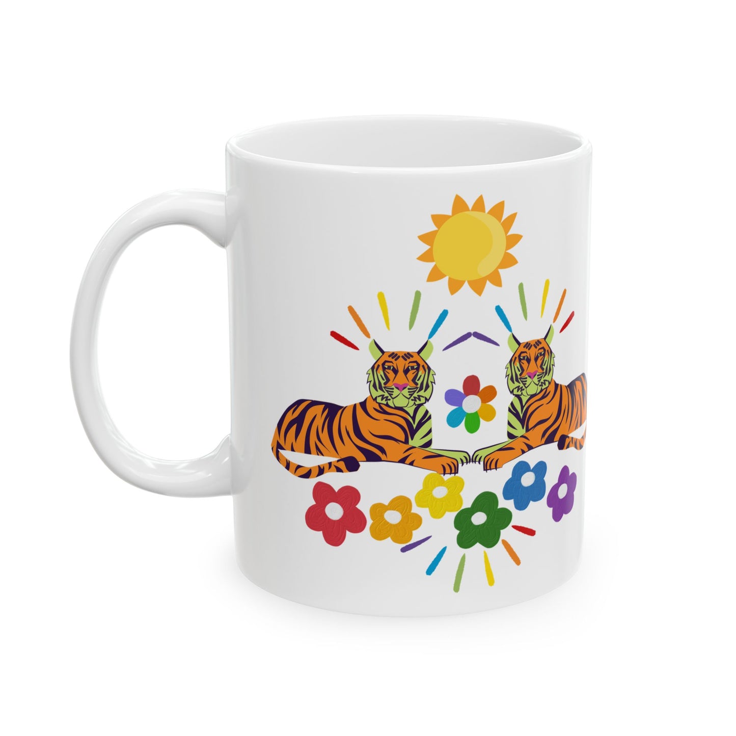 Tiger Flower Ceramic Mug, (11oz, 15oz)