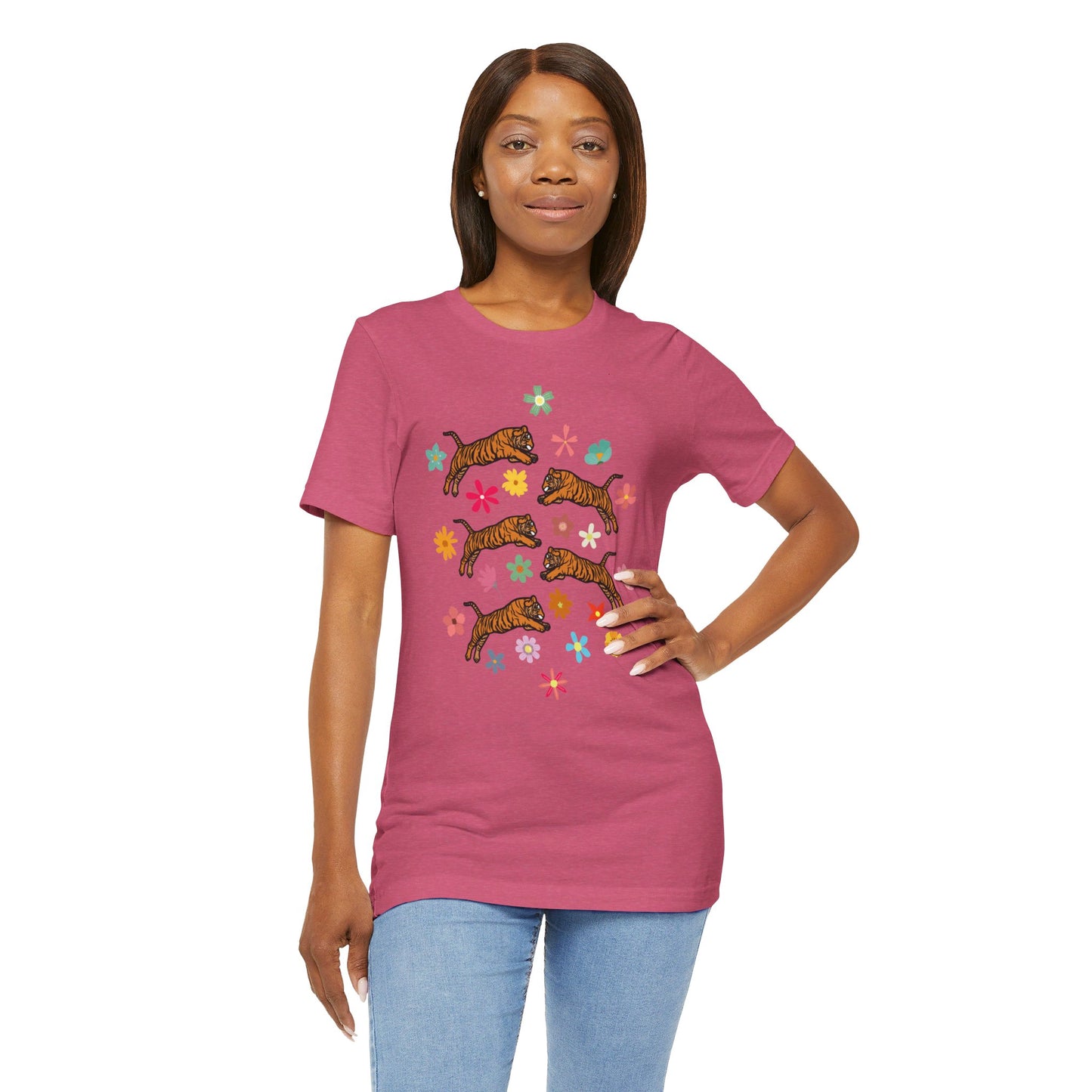 Flower Tiger - Unisex Jersey Short Sleeve Tee