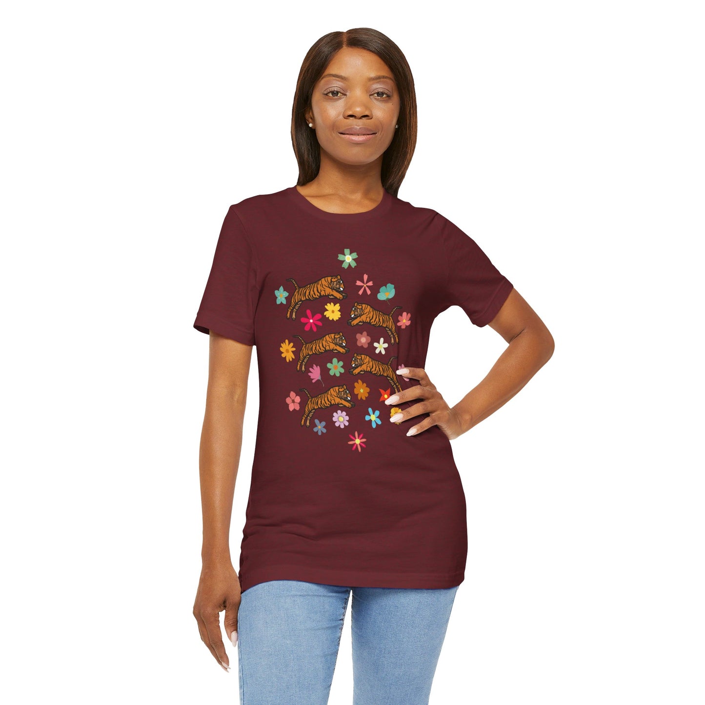 Flower Tiger - Unisex Jersey Short Sleeve Tee