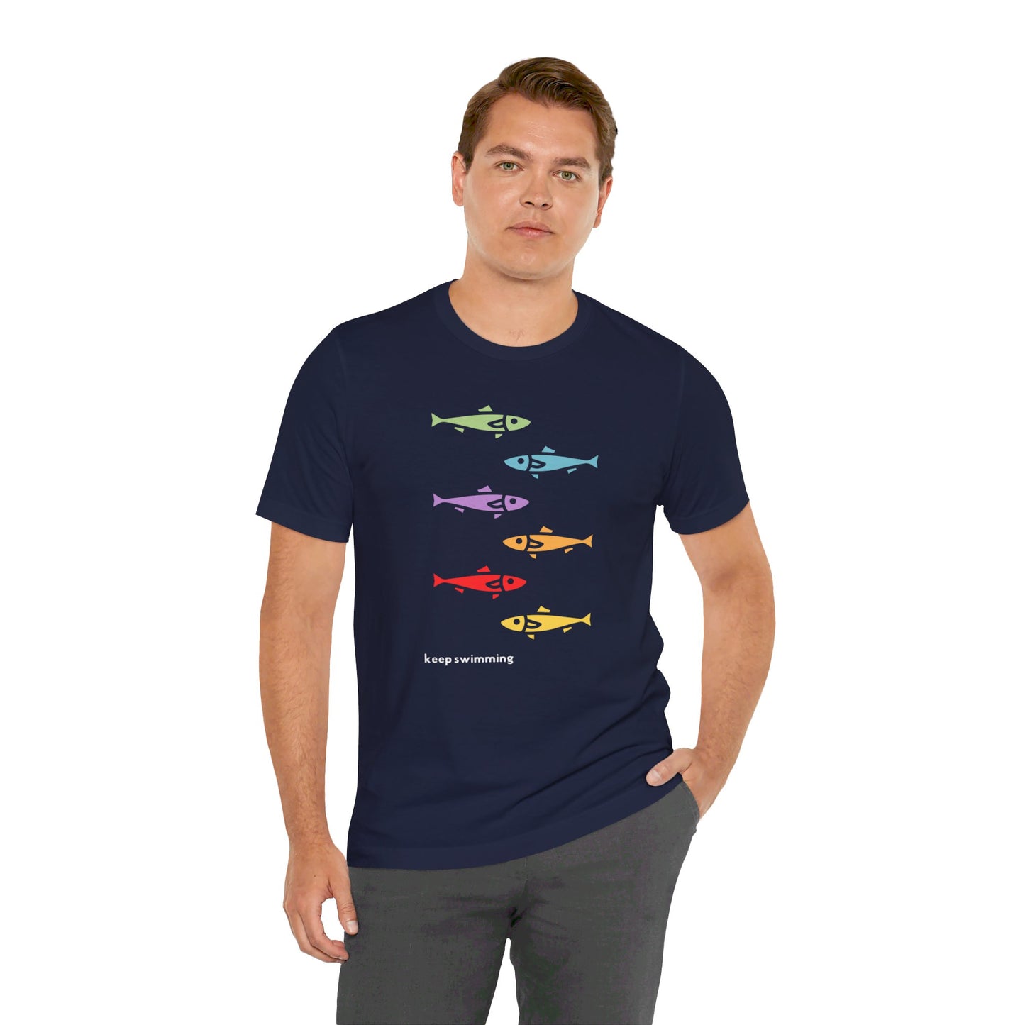 Keep Swimming Rainbow Unisex Jersey Short Sleeve Tee
