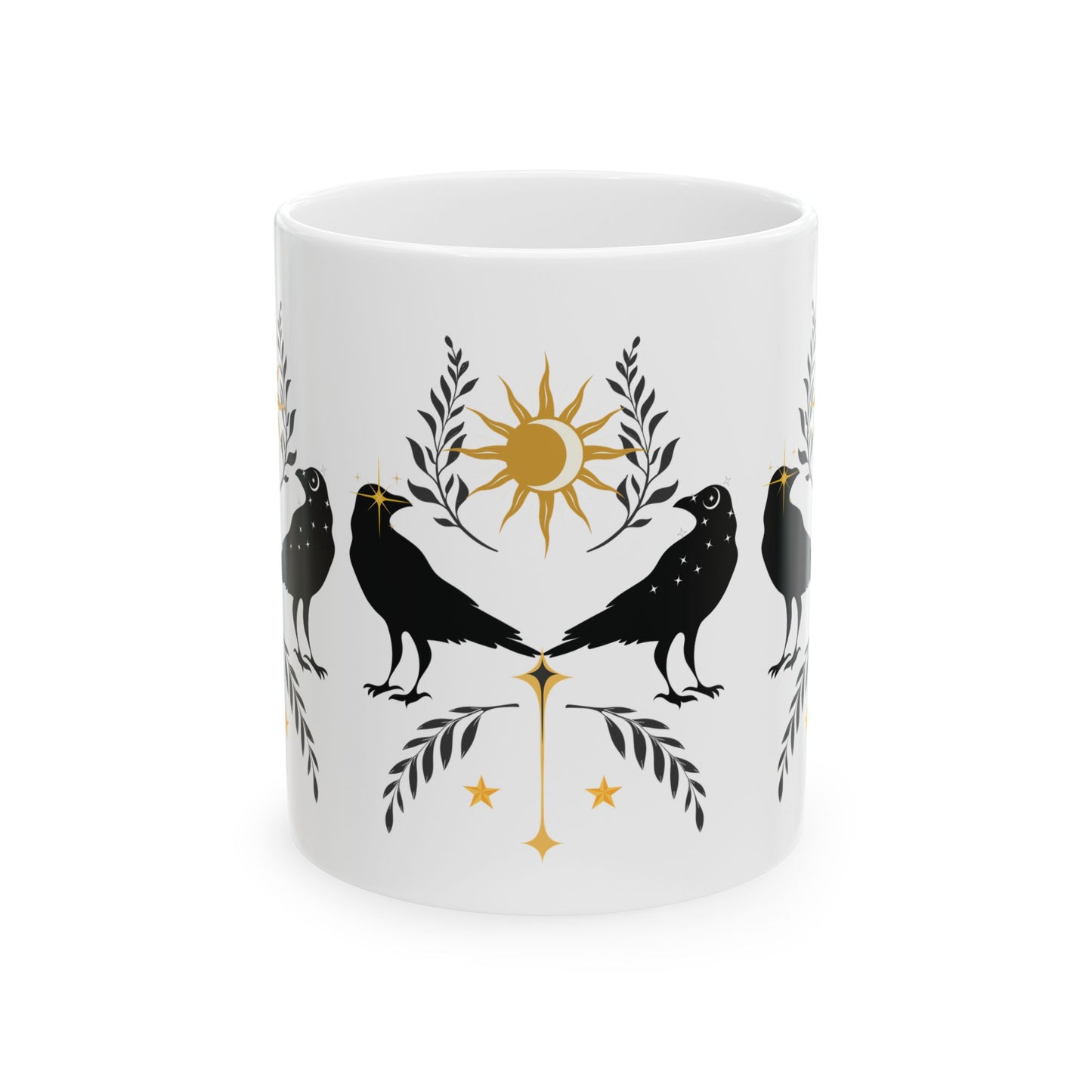 Sun Moon Raven Ceramic Mug, (11oz, 15oz)