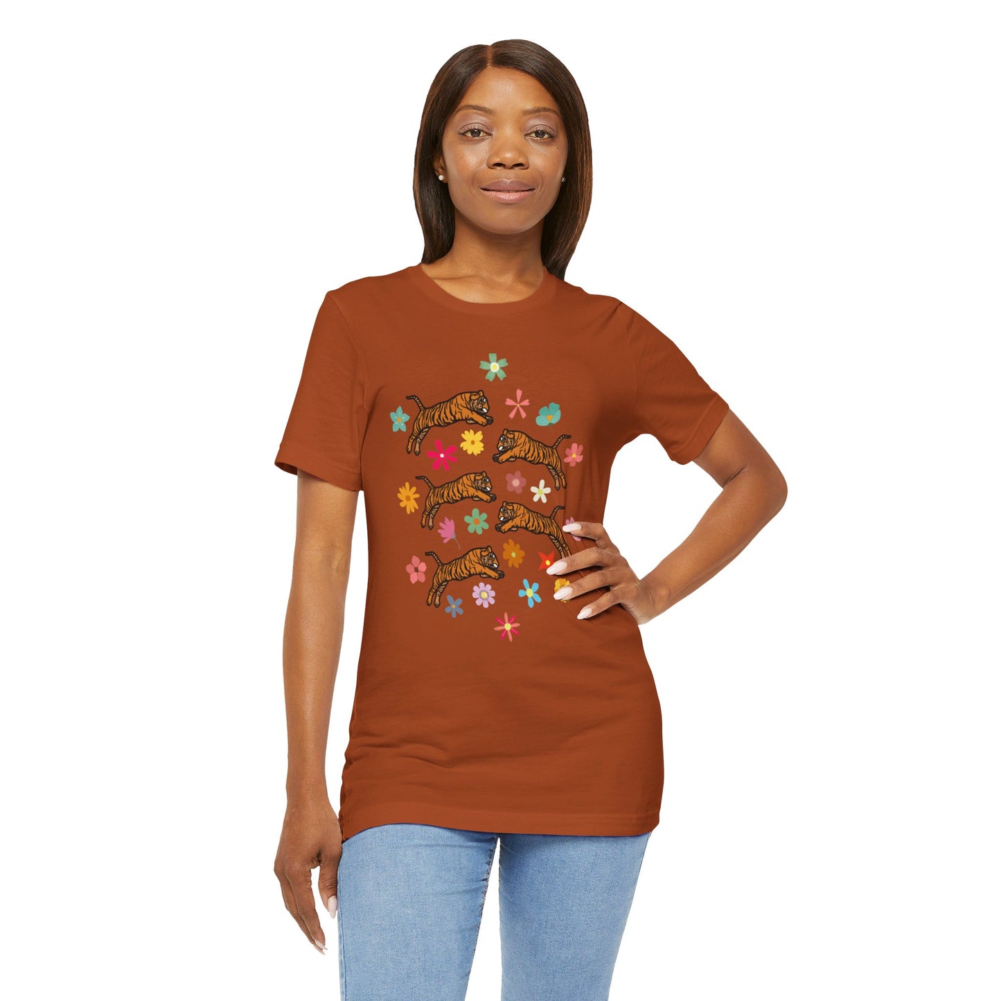 Flower Tiger - Unisex Jersey Short Sleeve Tee