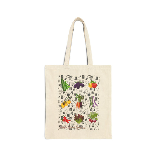 Garden Grown Neutral Cotton Canvas Tote Bag