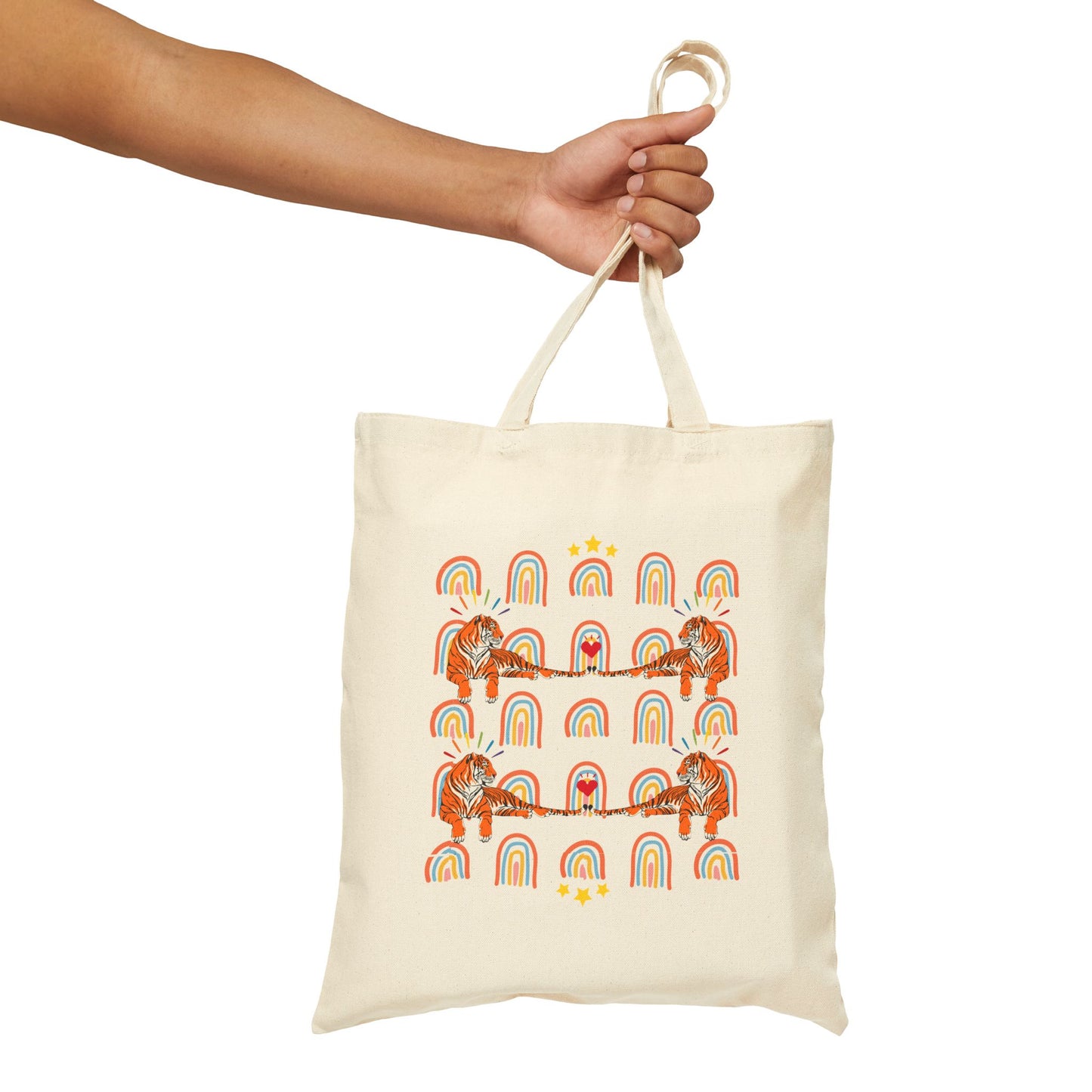 Rainbow Tigers Cotton Canvas Tote Bag