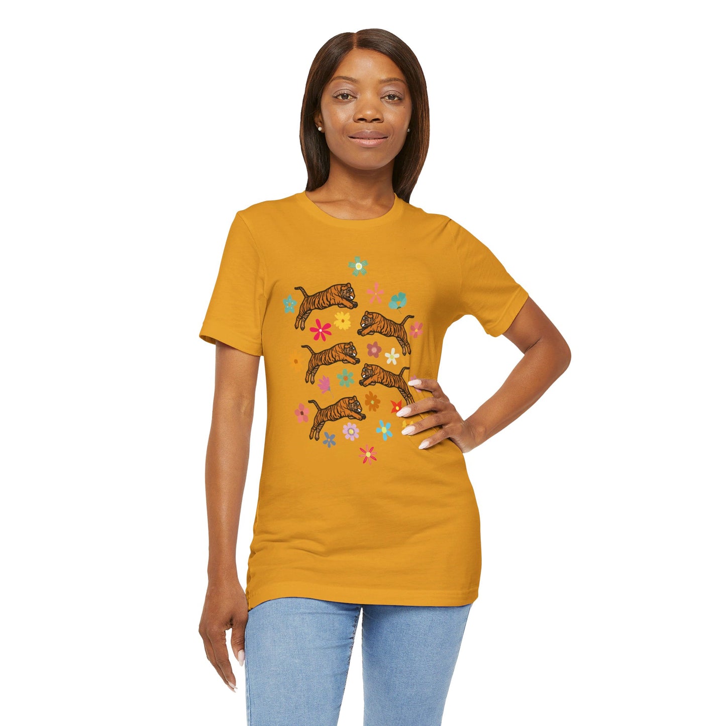 Flower Tiger - Unisex Jersey Short Sleeve Tee