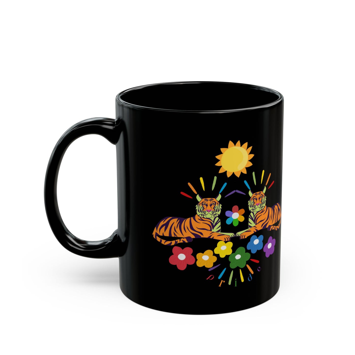Tiger Flower Black Mug (11oz, 15oz)