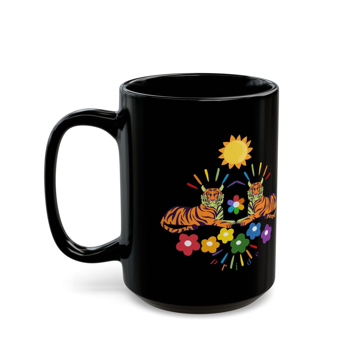 Tiger Flower Black Mug (11oz, 15oz)
