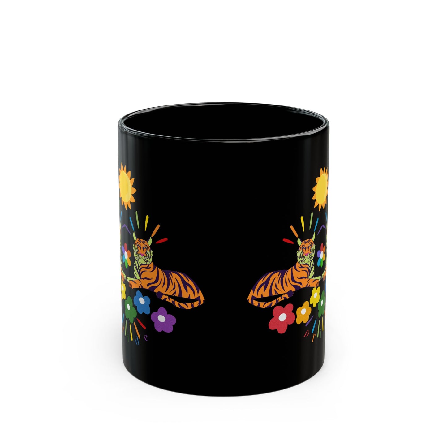 Tiger Flower Black Mug (11oz, 15oz)